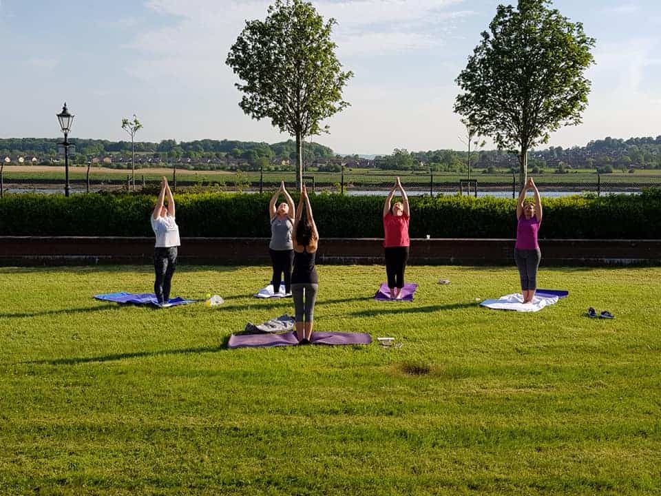 Outdoor yoga class